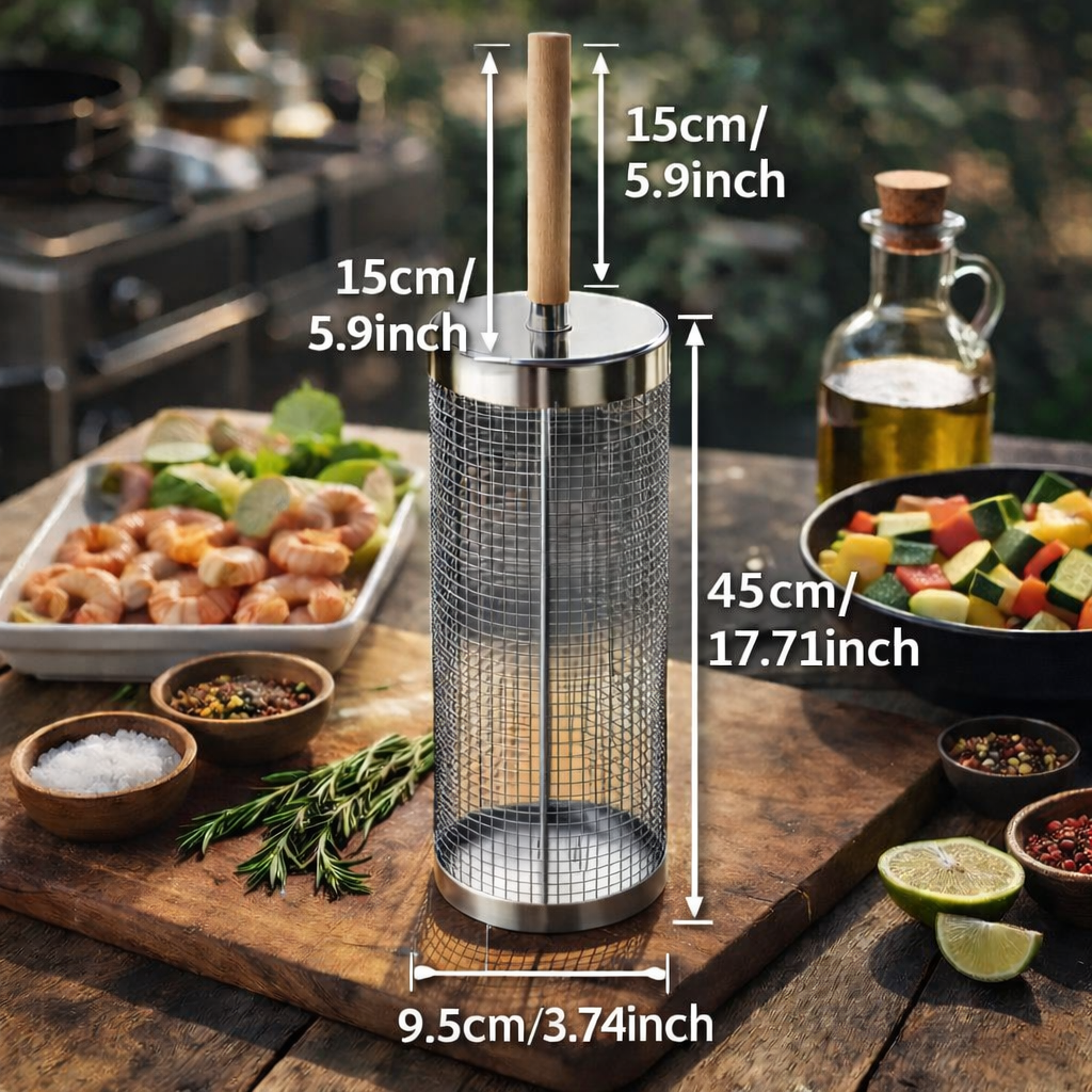 Grillorb™ | Stainless Steel Rolling Grill Basket