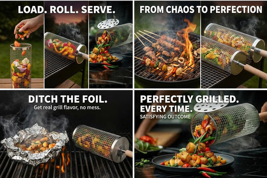 Grillorb™ | Stainless Steel Rolling Grill Basket