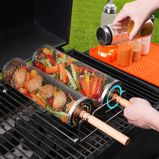 GrillOrb™ Rolling Basket, Buy TWO + FREE Grillfold™